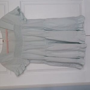 Free People oversized Sadie Tunic Mint Green Smocked Mini Dress sz M